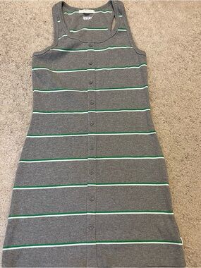 Striped Button-Front Tank Dress